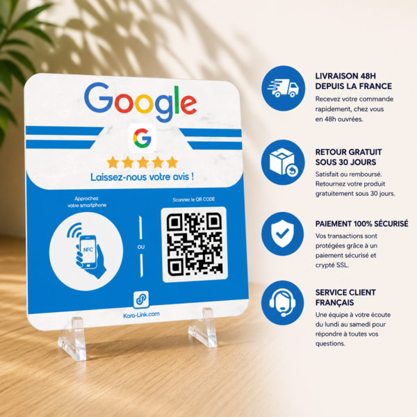 Plaque Google Avis - NFC & QR Code